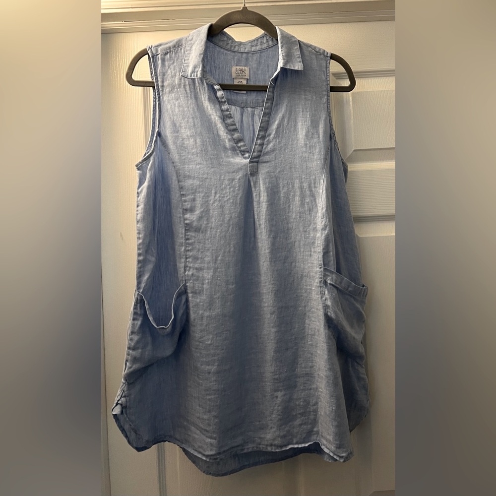 Sigrid Olsen Light Blue V-Neck Top